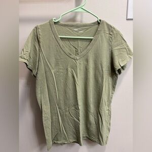 Aerie Olive Short Sleeve V-Neck Tee